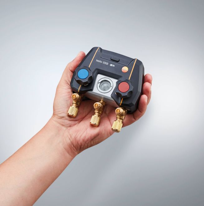 Elektroniczna oprawa zaworowa Testo 550i zestaw Bluetooth i 2-drożną baterią zaworów-1025962