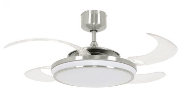Wentylator z chowanymi łopatami FANAWAY EVO 1 LED SZCZOTKOWANY CHROM z pilotem-1031084