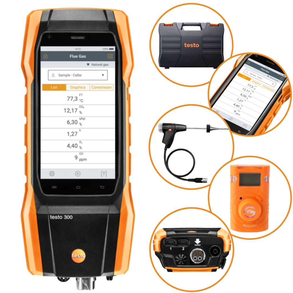 Analizator spalin Testo 300 (4.000 ppm) + detektor Senco CO-1033794