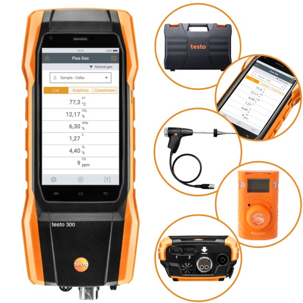 Analizator spalin Testo 300 (4.000 ppm) + detektor Senco CO-1033794