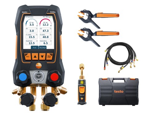 Elektroniczna oprawa zaworowa Testo 558s Zestaw Smart Vacuum z wężami do napełniania  DOTYKOWY EKRAN
