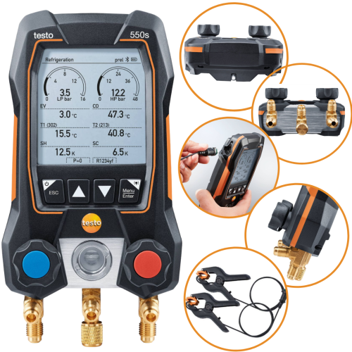 Elektroniczna oprawa zaworowa Testo 550s Basic z sondami przewodowymi