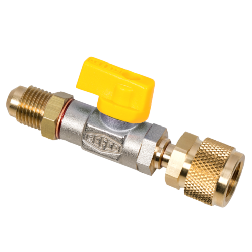 Zawór kulowy do węży REFCO CA-5/16" SAE R410a Żółty